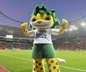 пазл Zakumi талисманом чемпионата мира-2010, красивая и дружелюбная леопард с зелеными волосами